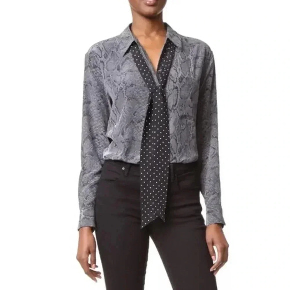 EQUIPMENT FEMME NWT Kate Moss Daddy Python Print Silk Button Down Blouse XS - Picture 1 of 9